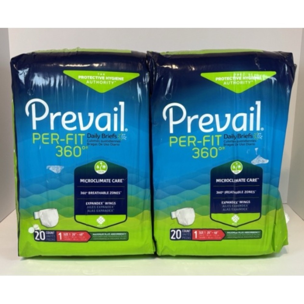 Prevail Per Fit 360 Daily Briefs Size‎ 1 26-48 Inch Maximum Absorbency 2 Packs